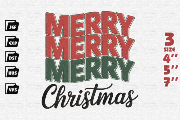 Retro Stacked Merry Christmas Embroidery Review